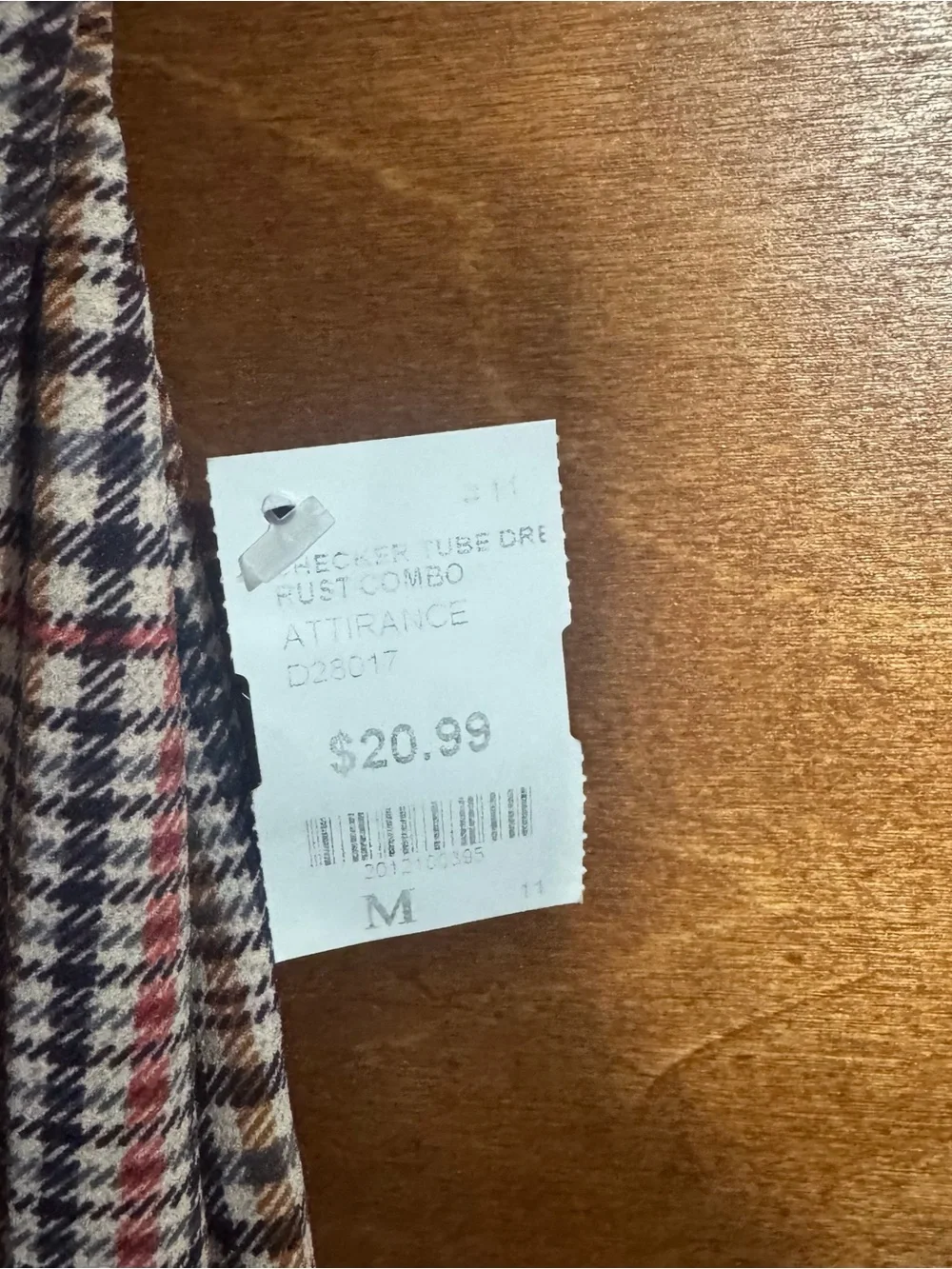 Tailored Plaid Pencil Dress in Brown and Red